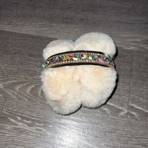 Winter Warm Soft Fuzzy Bejeweled Earmuffs – Beige | Brand New